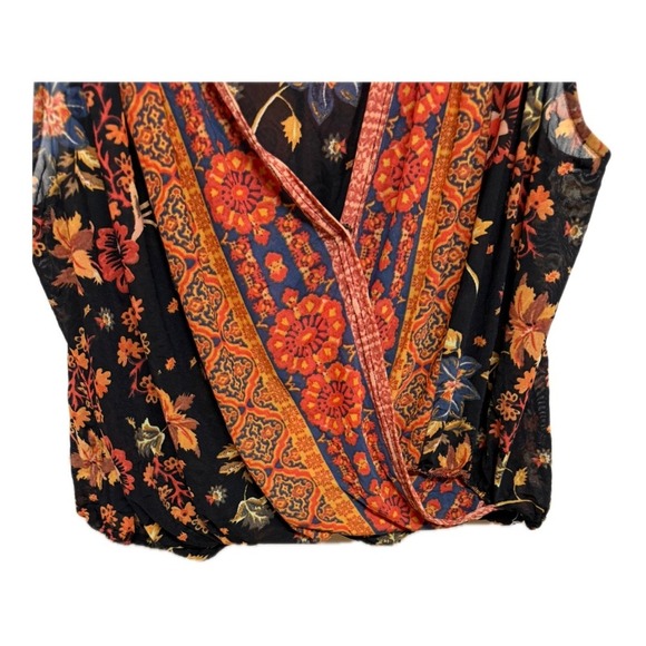 Free People Havana Sleeveless Faux Wrap Tank Blouse Size Medium Boho Festival - Picture 5 of 8